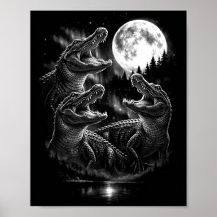 Huilende alligator maan vintage retro stijl grappi poster