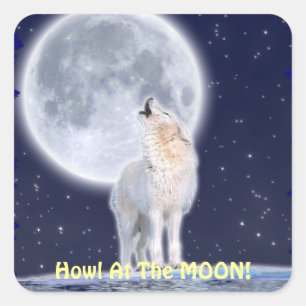 Huilende ARCTIC WOLF & MOON Stickers