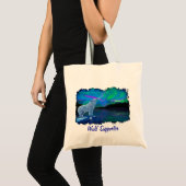 Huilende Arctische Wolf & Noorderlicht Canvas tas (Voorkant (product))