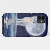Huilende Arctische Wolf & Volle Maan iPhone 5 Hoes (Achterkant (horizontaal))