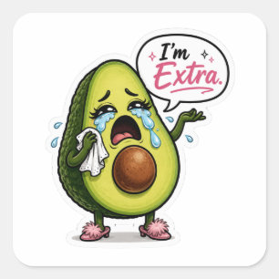 Huilende Avocado Die Zegt Dat Ik Extra Ben Kunst S Vierkante Sticker