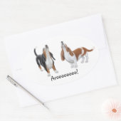 Huilende Basset Hounds  Ovale Sticker (Envelop)