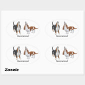 Huilende Basset Hounds  Ovale Sticker (Vel)