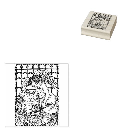 HUILENDE BESCHERMENGEL VAN HET KIND, BEGRAAFPLAATS RUBBERSTEMPEL (Gestempeld)