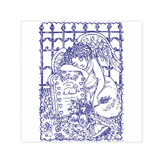 HUILENDE BESCHERMENGEL VAN HET KIND, BEGRAAFPLAATS  ZELFINKTENDE STEMPEL (Design)