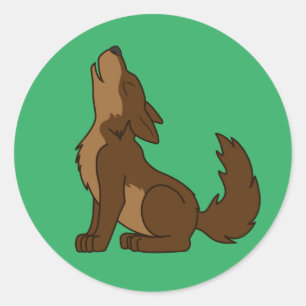 Huilende Bruine Wolf met Natuurlijke Markeringen Ronde Sticker