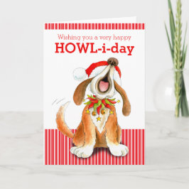 Huilende carol zingende hond kunst kerstkaart feestdagen kaart