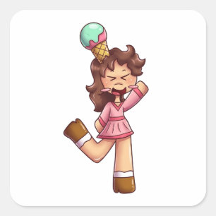 Huilende Chibi-meisje met ijshoorntje Vierkante Sticker