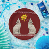 HUILENDE COYOTES ONDER EEN ZUIDWESTELIJKE ZON PAPIEREN BORDJE (Feest)