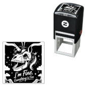 Huilende eenhoorn schedel in prima alles is in ord zelfinktende stempel (In situ)