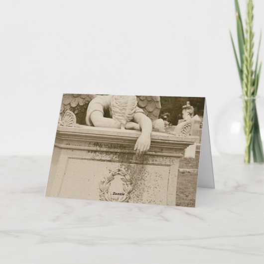 Huilende engel in sepia sympathiekaart kaart (Achterkant)