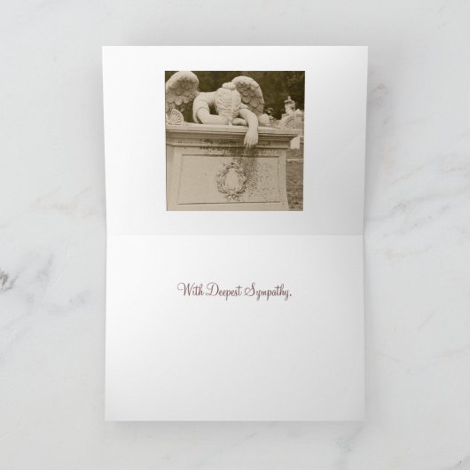 Huilende engel in sepia sympathiekaart kaart (Binnen)