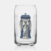 Huilende engel met blauwe politie box 1 blikvorm glas (Links)