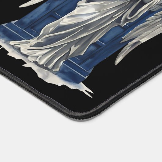 Huilende engel met blauwe politie box 1 bureaumat (Hoek)