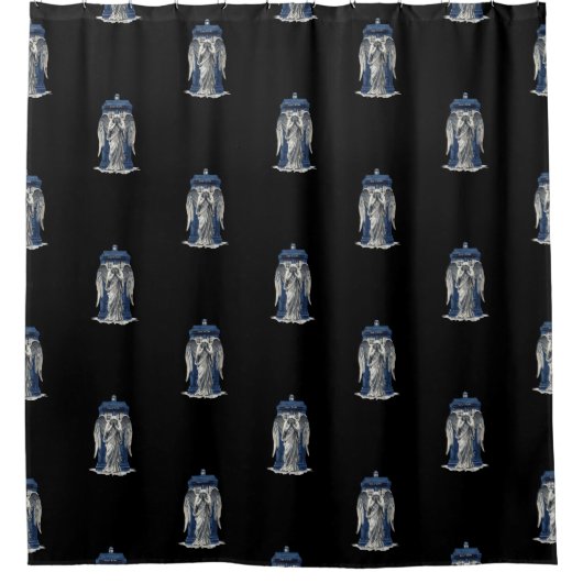 Huilende engel met blauwe politie box 1 douchegordijn (Voorkant)