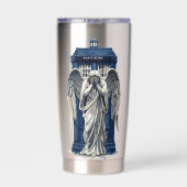 Huilende engel met blauwe politie box 1 geïsoleerde drinkbeker (Achterkant)