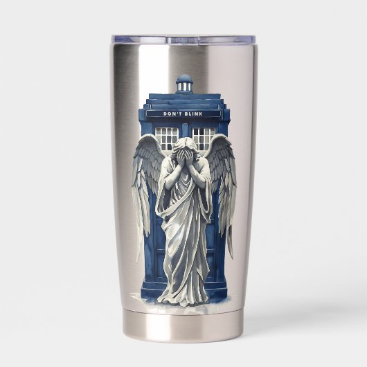 Huilende engel met blauwe politie box 1 geïsoleerde drinkbeker (Achterkant)