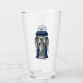 Huilende engel met blauwe politie box 1 glas (Voorkant)