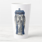 Huilende engel met blauwe politie box 1 latte mok (Voorkant)