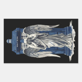 Huilende engel met blauwe politie box 1 rechthoekige sticker