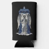 Huilende engel met blauwe politie box 1 seltzer blikjeskoeler (Achterkant)