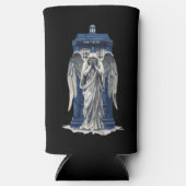 Huilende engel met blauwe politie box 1 seltzer blikjeskoeler (Voorkant)