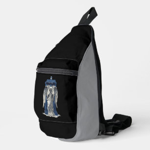 Huilende engel met blauwe politie box 1 sling bag