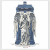 Huilende engel met blauwe politie box 1 sticker (Vel)