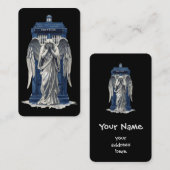 Huilende engel met blauwe politie box 1 visitekaartje (Voorkant / Achterkant)