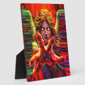 Huilende engel neon multikleur impasto olieverfsch fotoplaat (Zijkant)