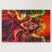 Huilende engel neon multikleur impasto olieverfsch legpuzzel (Horizontaal)