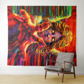 Huilende engel neon multikleur impasto olieverfsch wandkleed (In Situ (horizontaal))