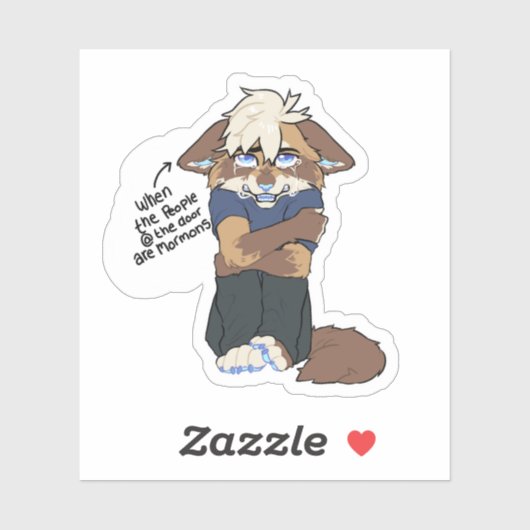 Huilende Furry Meme Mormon Missionary Sticker (Vel)