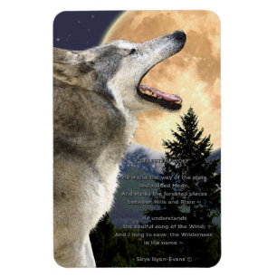 Huilende Grijze Wolf & Gedicht Wildlife Art Magnet Magneet