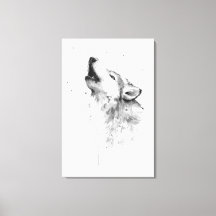 Huilende Grijze Wolf in Aquarel Schilderstijl 