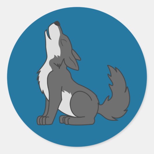 Huilende Grijze Wolf met Natuurlijke Markeringen Ronde Sticker (Voorkant)