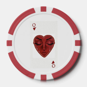 Huilende Hartenvrouw Surrealistisch Speelkaartontw Poker Chips