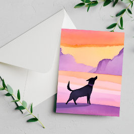 Huilende hond | Zwarte Hond Waterverf Silhouetkaar