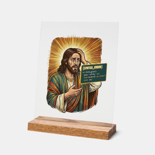 Huilende Jezus Syntaxisfout Codering Programmeur S Acryl Bord (Hoek)