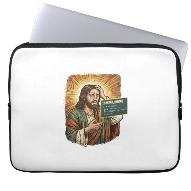 Huilende Jezus Syntaxisfout Codering Programmeur S Laptop Sleeve (Voorkant)