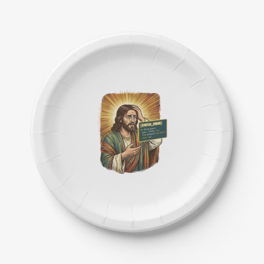 Huilende Jezus Syntaxisfout Codering Programmeur S Papieren Bordje (Voorkant)