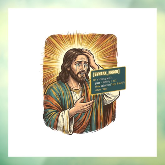 Huilende Jezus Syntaxisfout Codeur Programmeur Sof Raamsticker (Vel 3)