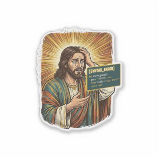 Huilende Jezus Syntaxisfout Codeur Programmeur Sof Sticker (Voorkant)