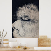 Huilende kat van Louis William Wain Poster (Keuken)