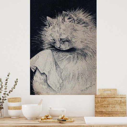 Huilende kat van Louis William Wain Poster (Keuken)