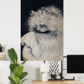 Huilende kat van Louis William Wain Poster (Thuiskantoor)