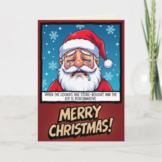 Huilende Kerstman Grappige Kerstmis Kaart (Voorkant)