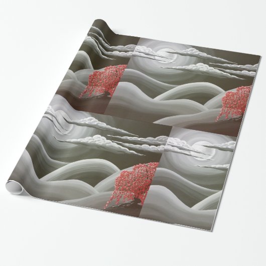 Huilende rode boom cadeaupapier (Uitgerold)