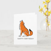 Huilende Rode WOLF- Wildlife - Bedreigd dier Kaart (Gele Bloem)