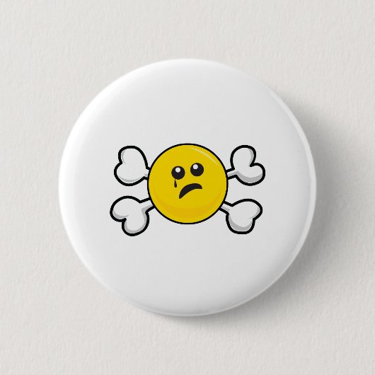 huilende Schedel en Kruisbeenderen Ronde Button 5,7 Cm (Voorkant)